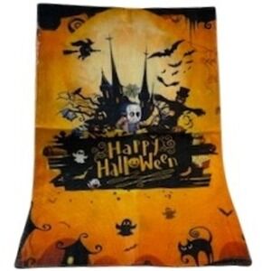 Happy Halloween Yard Flag Spooky Castle Bats Ghosts Black‎ Cat Orange 12" x 18"